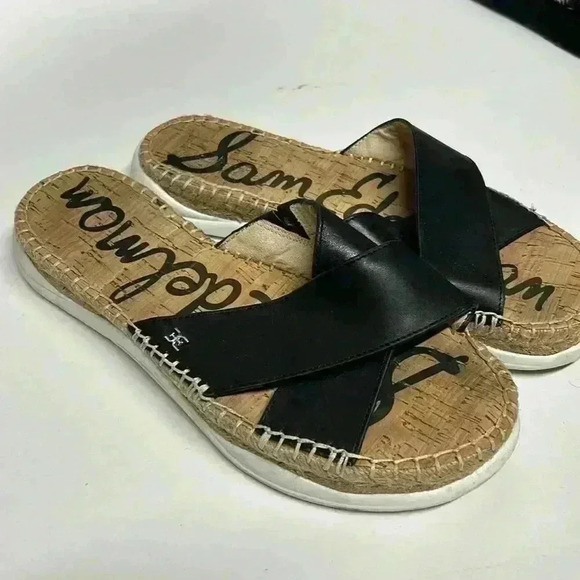 Sam Edelman Shoes - Sam Edelman Jen Espadrille Leather Slides Criss Cross Cork Women's Size 8.5
